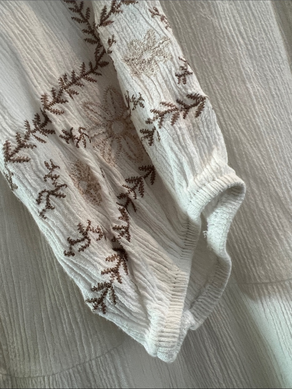 EUC SZ XL Xhilaration White Square Neck Tunic Dress with Tan Embroidery - Picture 3 of 9